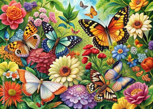 butterfly and flowers