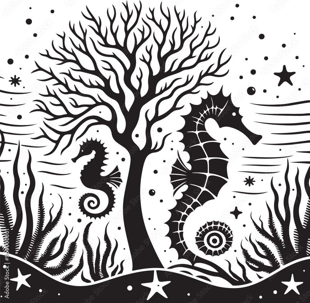 Fototapeta premium seahorse vector design clipart flat style artwork