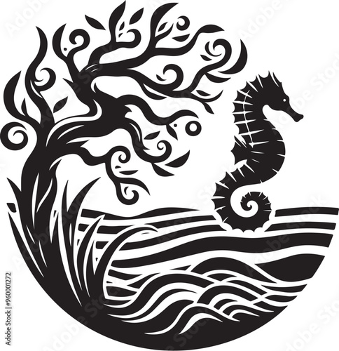 seahorse vector design clipart flat style artwork