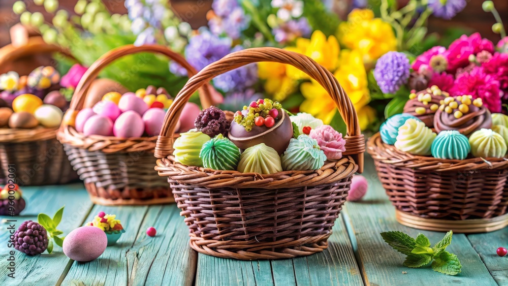 easter eggs in a basket easter eggs in a basket