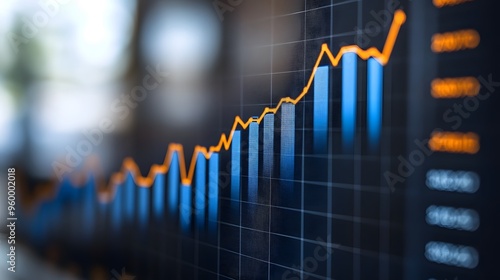 Financial and investment growth graph analysis in the market, financial business plan, income, sales and strategy, financial growth graph of the exchange market. photo