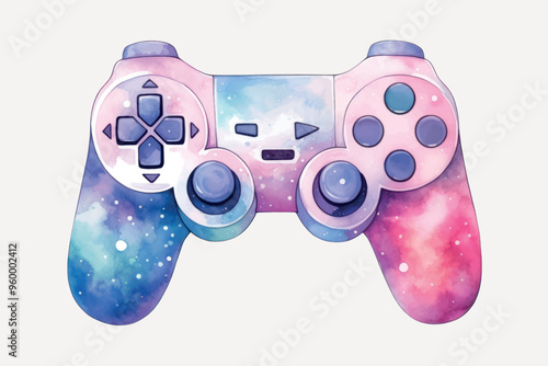 Colorful galaxy-themed gaming controller