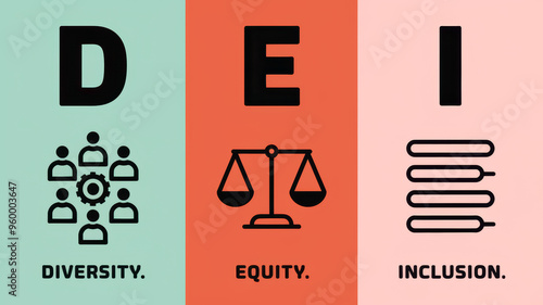 Diversity, Equity, Inclusion Message with Illustrative Icons