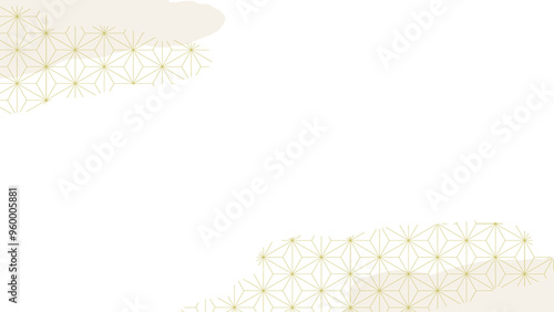 ラフな雲形の和柄麻の葉文様フレーム