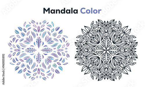 Marco de adorno redondo o patrón circular en forma de mandala