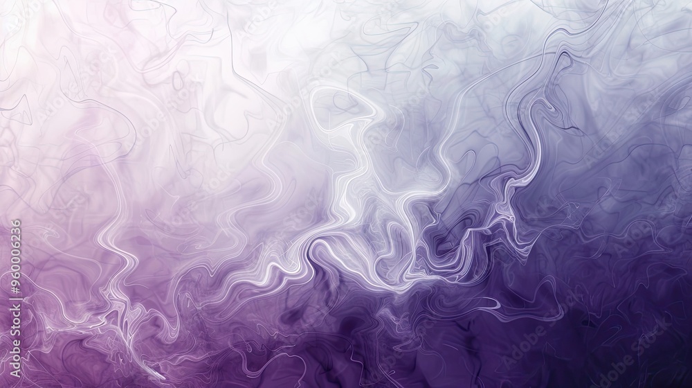 Fototapeta premium Royal purple blending into lilac with thin smoky white curls on wallpaper