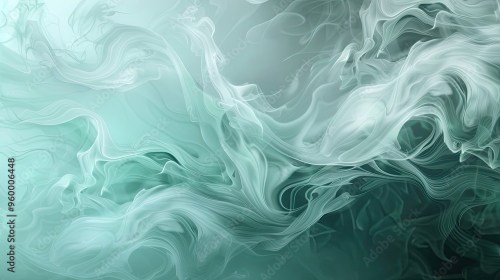 Obraz premium Mint to blue gradient with delicate smoky gray accents on fresh calming wallpaper