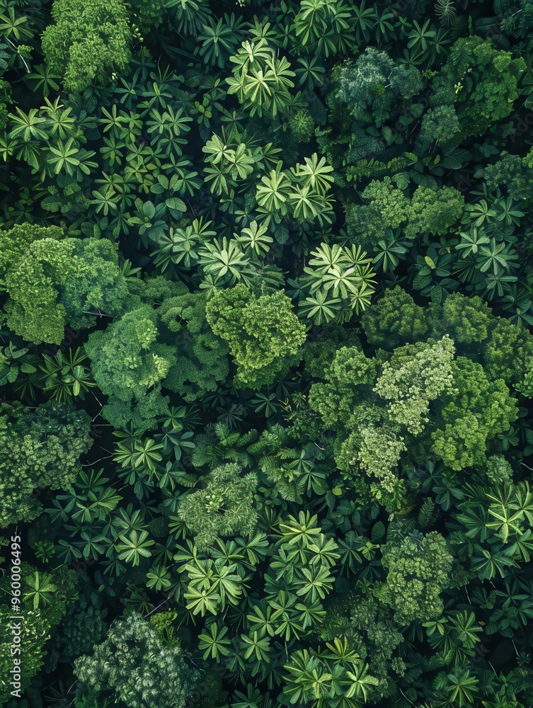 Fototapeta premium Amazon canopy, diverse birdlife, sunrise, bird's-eye view, rich greenery, wide-angle shot, vibrant atmosphere