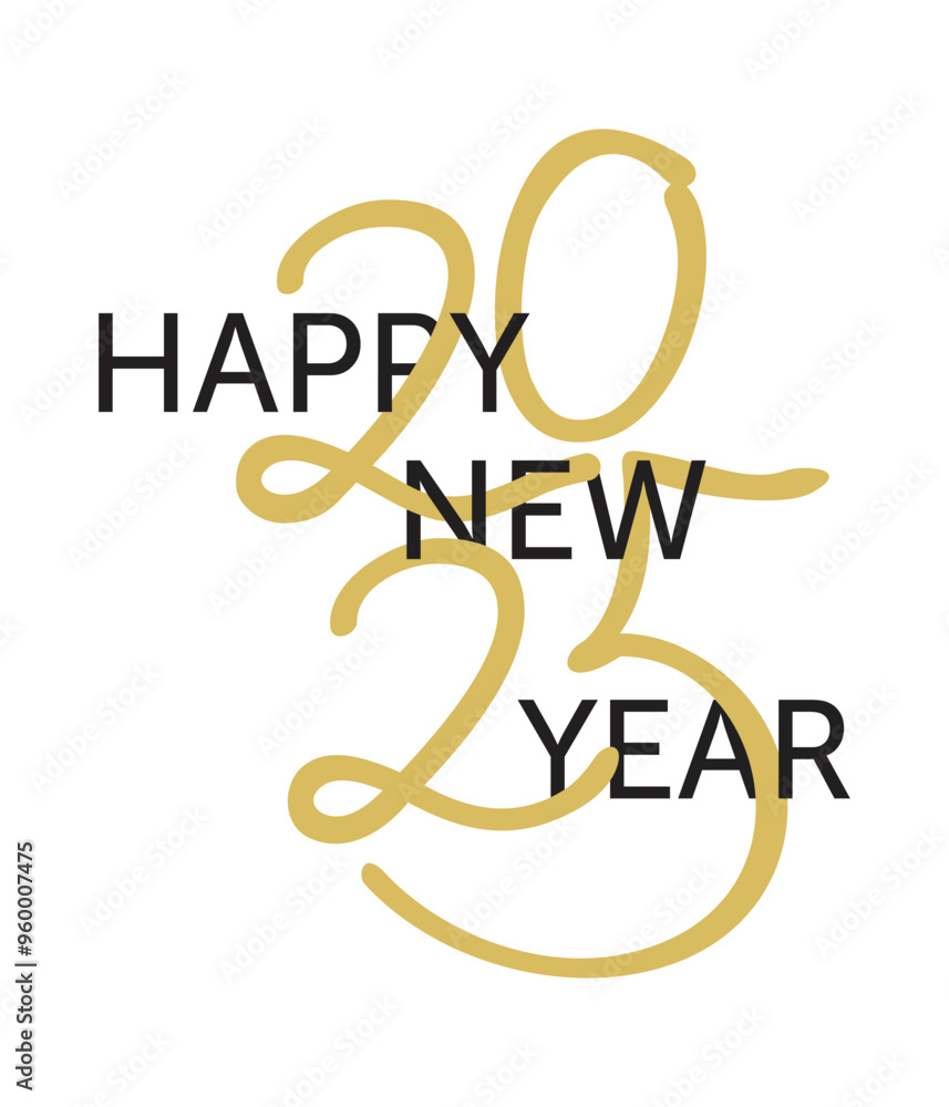 2025, Happy New Year - decoration with drawn year number 2025, Happy New Year - decoration with drawn year number