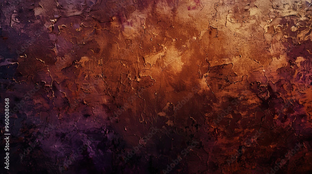 Obraz premium Aubergine and sienna wallpaper with a thick textured cardboard feel and ruggedness