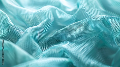 A close up of a soft blue, woven fabric with a shimmery sheen.