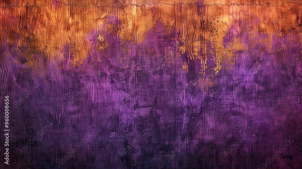 Fototapeta premium Bold orange and violet wallpaper rough textured strokes on thick cardboard