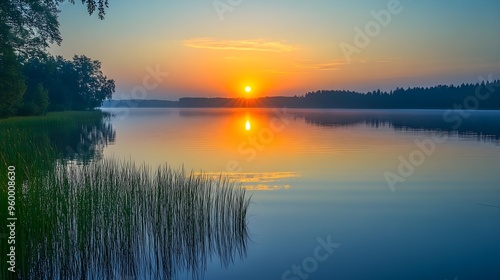 Wallpaper Mural Serene Sunset Reflection on Calm Lake Water Torontodigital.ca