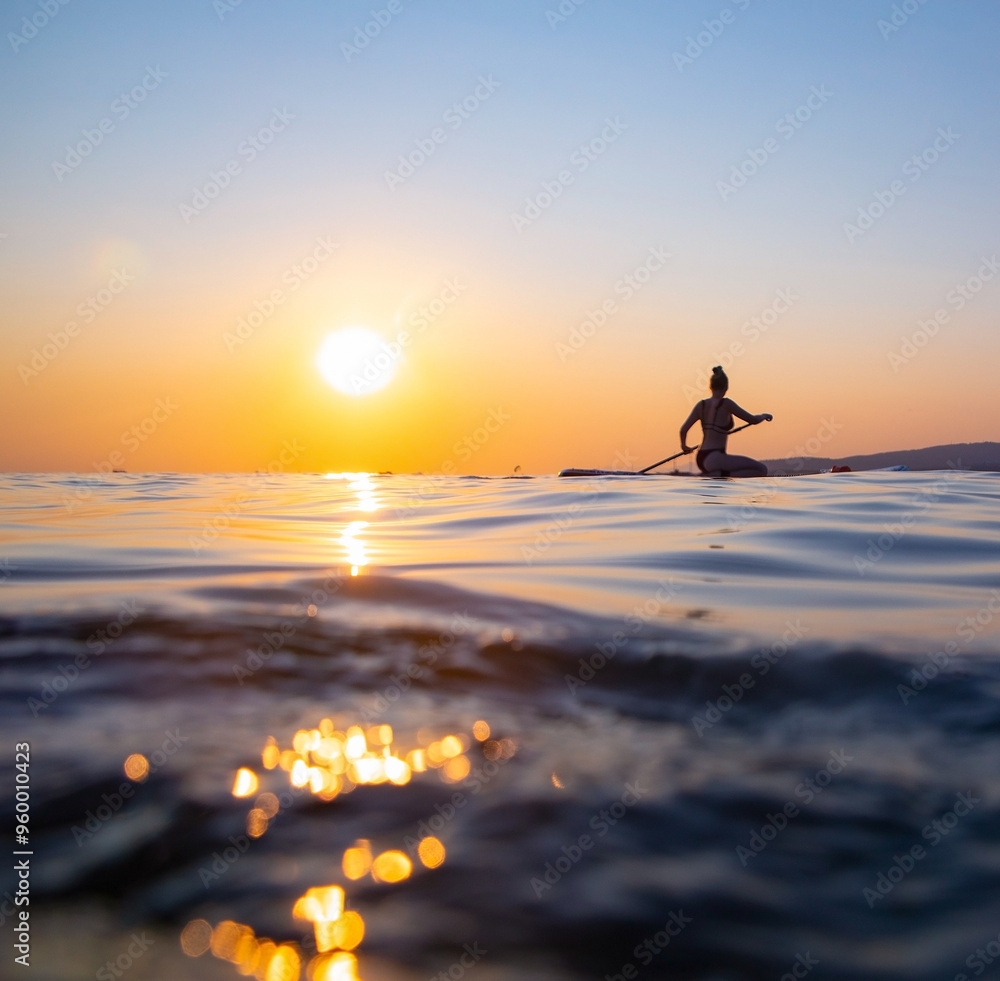 sup surfing in the sea