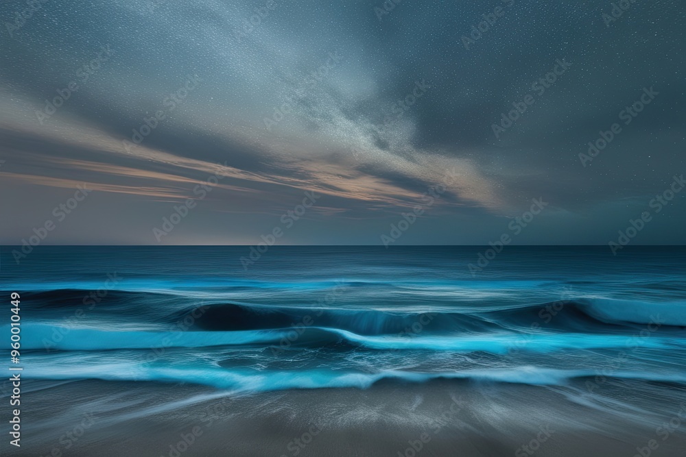 Obraz premium Dusky Azure Texture Flow with Ocean Horizon and Twilight Patterns
