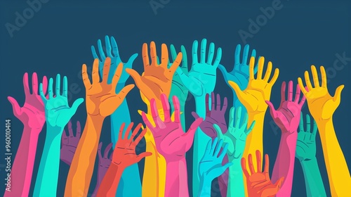 The concept of diversity. Hands of people with different skin colors, different nationalities. Activists, feminists and other communities fight for equality.