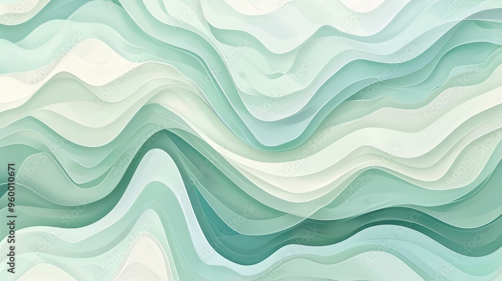Fototapeta premium A soothing backdrop of blues greens and creams blending into gentle ripples