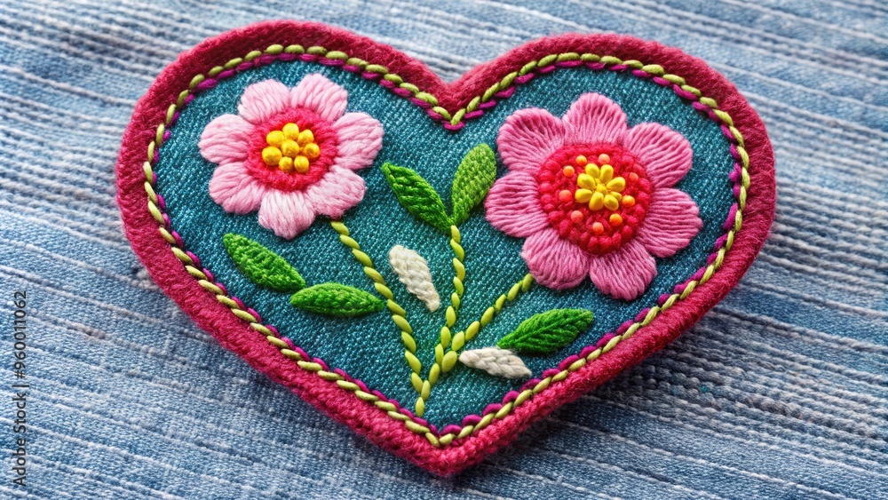 Heart+shaped+embroidered+patch Heart+shaped+embroidered+patch
