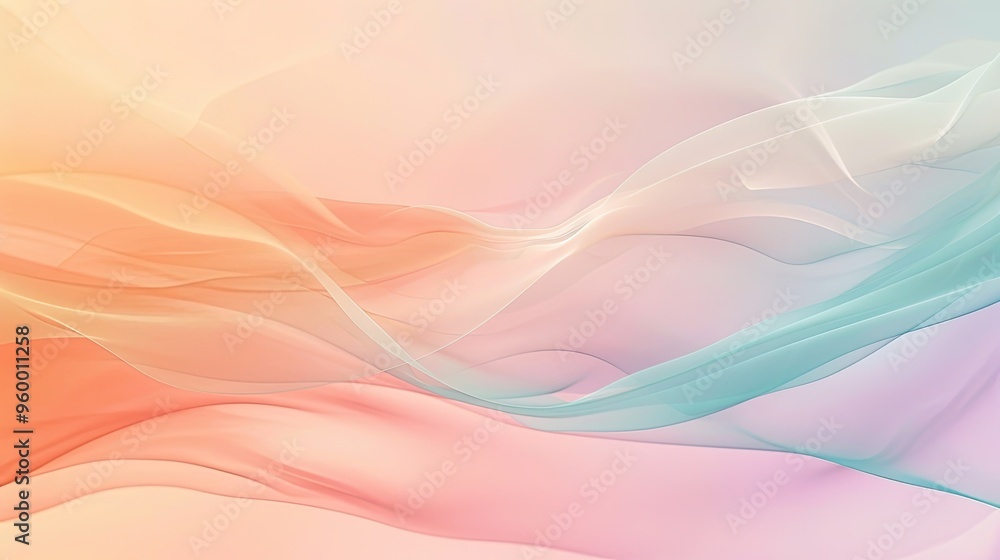 Gentle curves of aquamarine and peach blend into soft radiant light in retro backdrop Gentle curves of aquamarine and peach blend into soft radiant light in retro backdrop