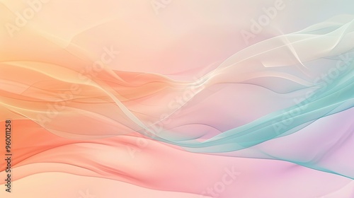 Gentle curves of aquamarine and peach blend into soft radiant light in retro backdrop