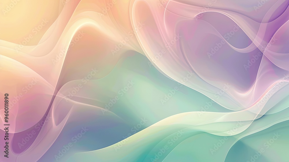 Serene gradient wallpaper with lavender mint and apricot hues swirling forms in the background Serene gradient wallpaper with lavender mint and apricot hues swirling forms in the background