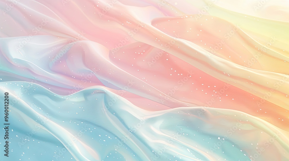 Serene retro wallpaper featuring pink blue and yellow hues with gentle wave-like patterns and a pearlescent finish in the background Serene retro wallpaper featuring pink blue and yellow hues with gentle wave-like patterns and a pearlescent finish in the background
