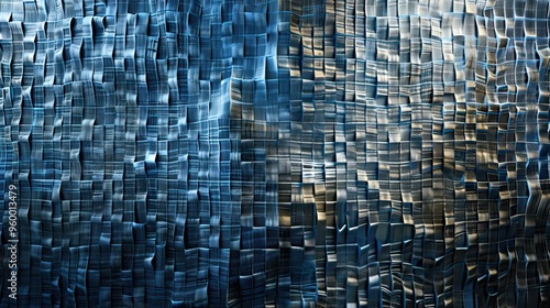 Background of woven fabric with intricate texture and soft blue-gray tones photo