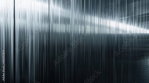 Background of a brushed aluminum wall with linear texture and matte finish