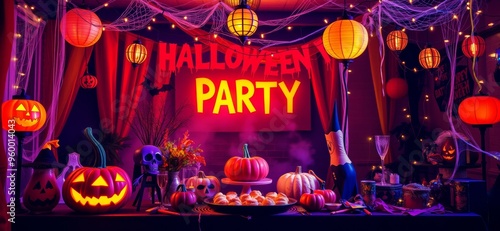Halloween Party Decorations. Ai Intelligence Generation.