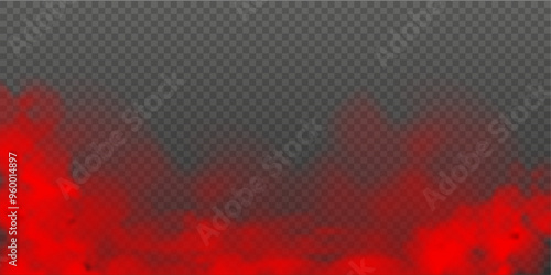 red clouds on a transparent background. Vector illustration, decoration element isolated