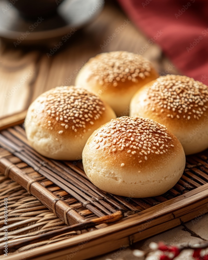 Japanese bread, copy space for text, golden light from the sun. Fresh pastries and buns Japanese bread, copy space for text, golden light from the sun. Fresh pastries and buns