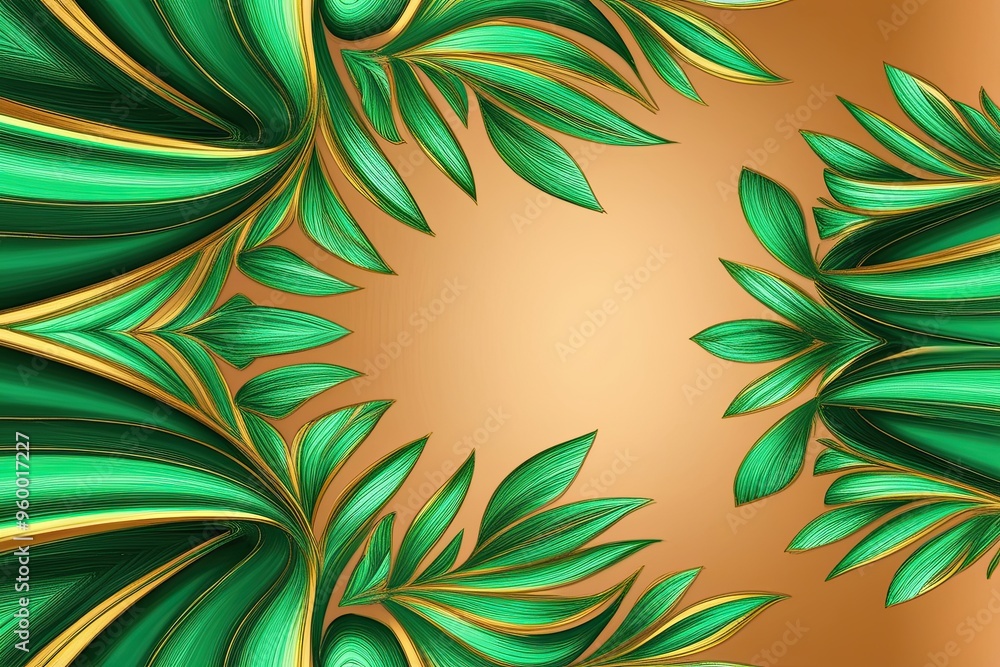 Fototapeta premium Vibrant Emerald Green Pattern with Luminous Layers on a Warm Soft Background