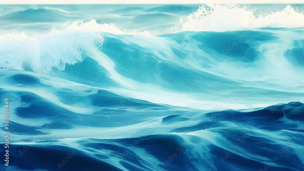 A soft watercolor motion dynamic background of a calm, flowing ocean with gentle waves in various shades of blue A soft watercolor motion dynamic background of a calm, flowing ocean with gentle waves in various shades of blue
