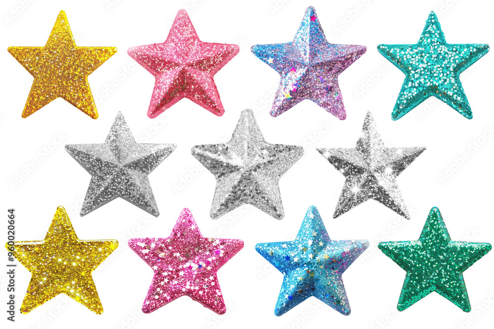PNG sparkling star set, transparent background PNG sparkling star set, transparent background