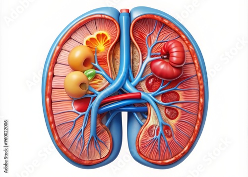 Detailed kidney anatomy diagram anatomy illustration photo