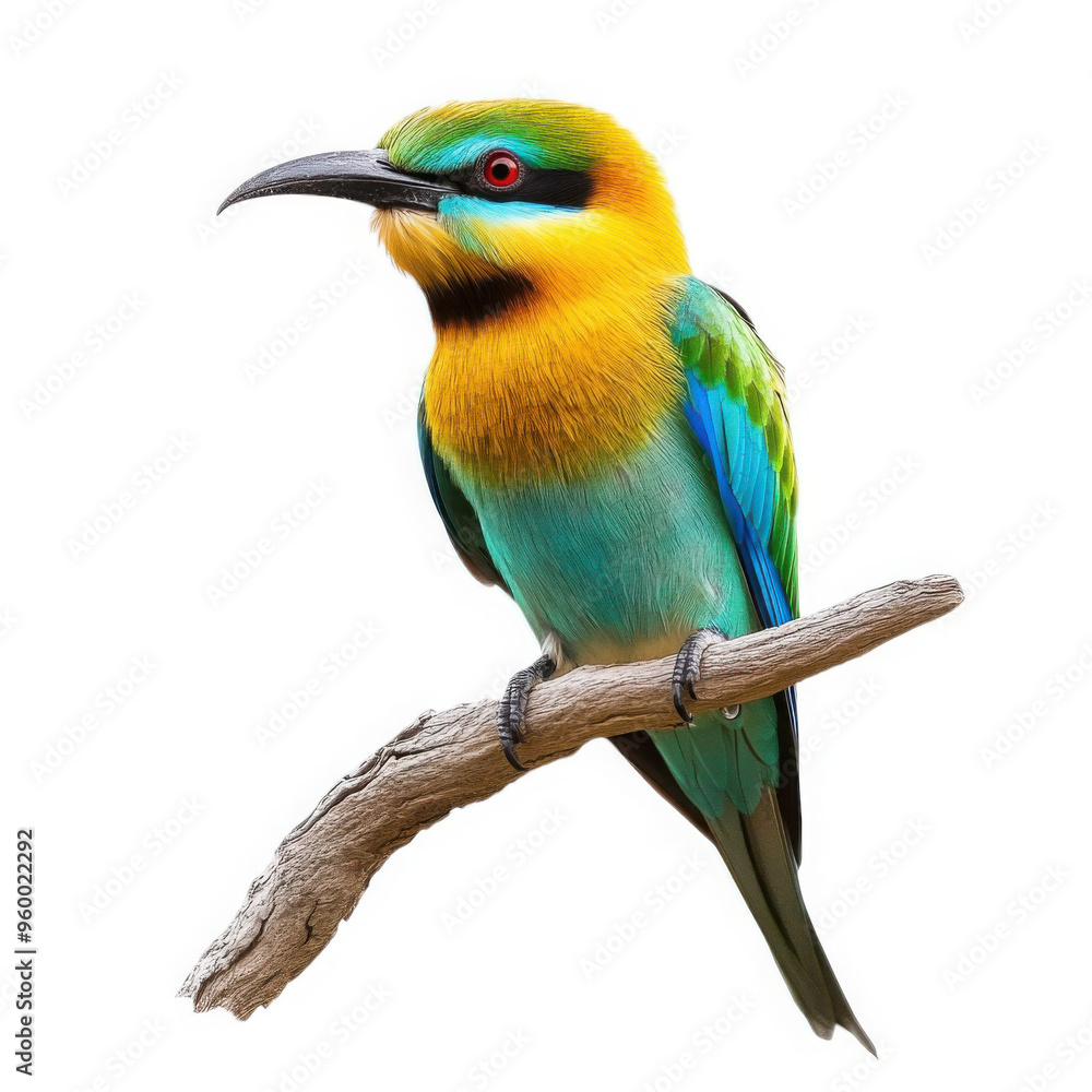 Fototapeta premium Lifelike UHD Photo of a Rainbow Bee-eater Bird on a White Background