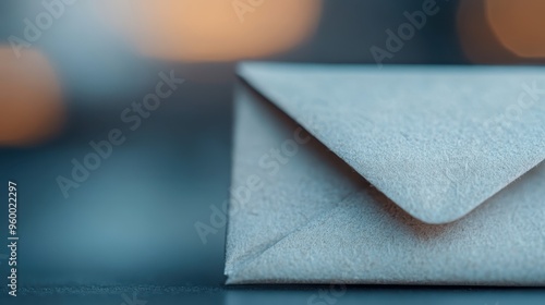 A close-up of a sealed envelope shot against a blurred background, evoking a sense of mystery and anticipation, suitable for concepts related to communication and messages. photo