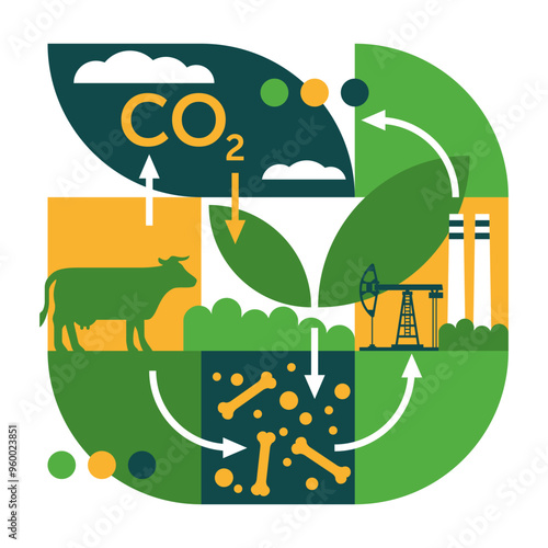 CO2 cycle - decoration in abstract geometric style