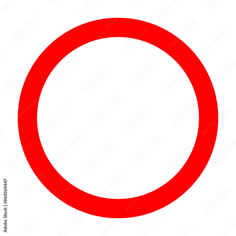 empty sign in transparent background. a red circle with a white circle in the middle. red border. empty sign in transparent background. a red circle with a white circle in the middle. red border.
