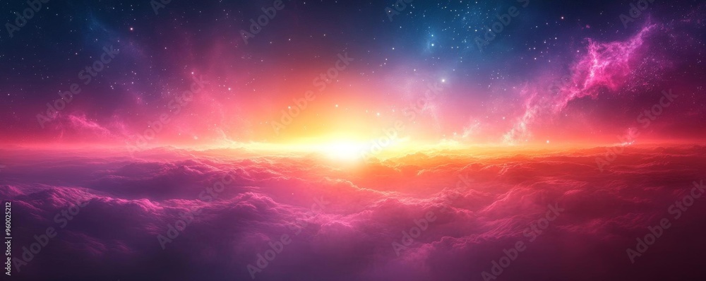 Fototapeta premium A smooth gradient background featuring a central bright light fading into pastel violet
