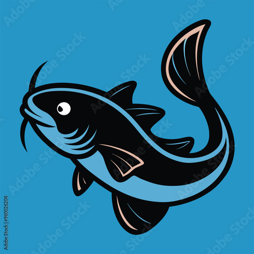 Solid color Hardhead Catfish animal vector design