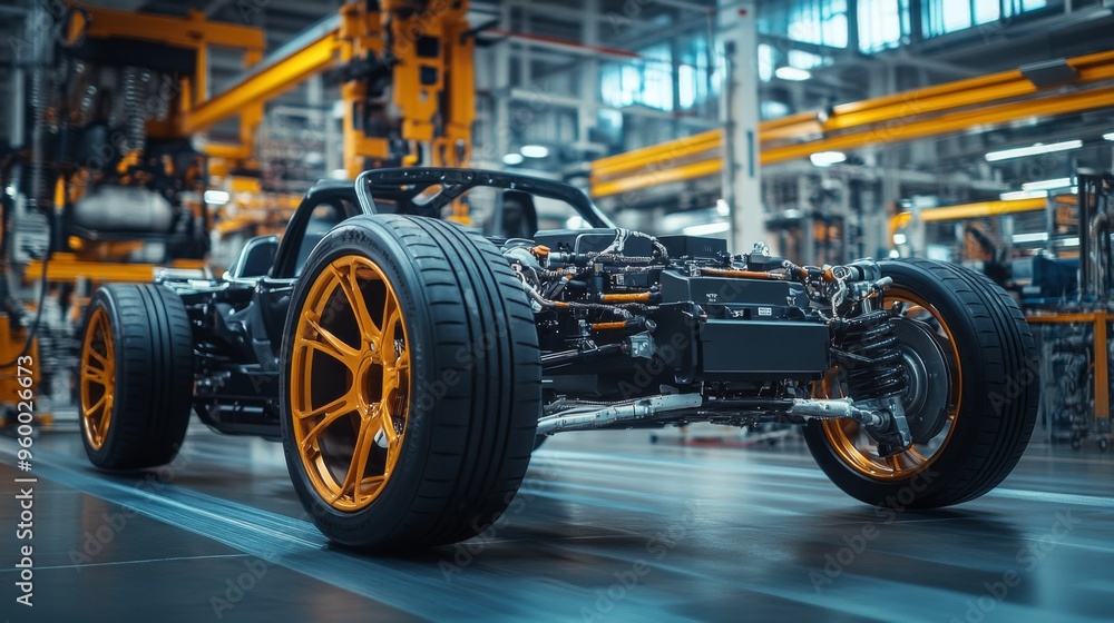 Industrial Car Frame in Assembly Plant Industrial Car Frame in Assembly Plant