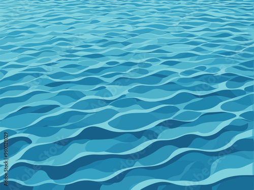 Abstract Blue Water Waves Pattern Illustration