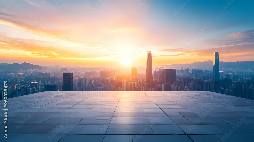 Peaceful sunset over the city at dusk Peaceful sunset over the city at dusk