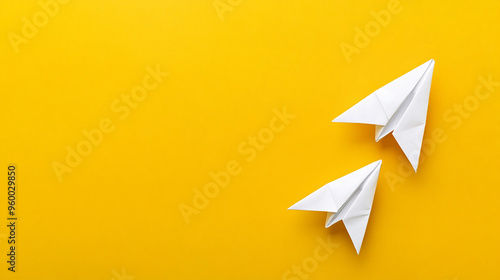 Top View of White Paper Airplane Origami