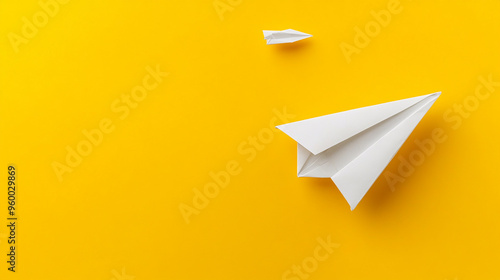 Top View of White Paper Airplane Origami