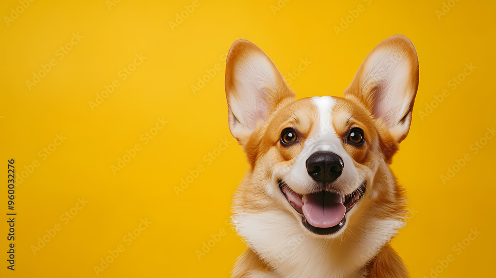 Smiling corgi on a yellow background Smiling corgi on a yellow background
