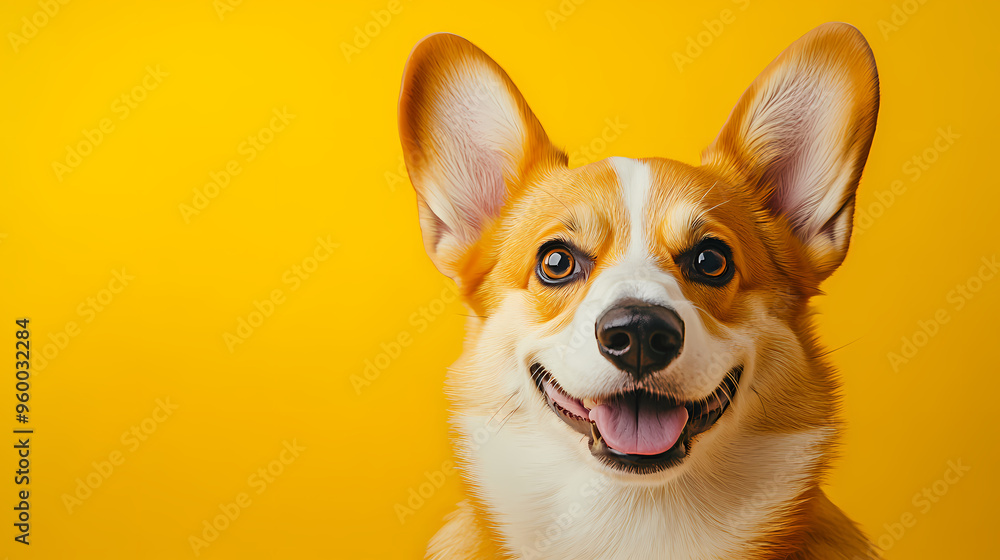 Smiling corgi on a yellow background Smiling corgi on a yellow background