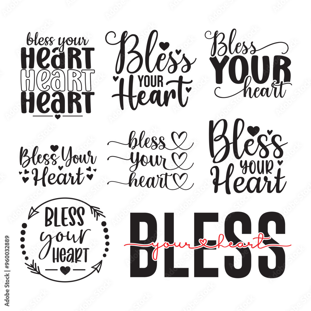 Fototapeta premium 8 Bless Your Heart svg bundle, Christian SVG Design Bundle