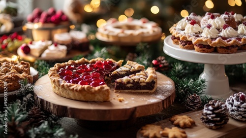 An inviting assortment of vegan holiday desserts showcases various treats, all gluten-free and lactose-free, perfect for celebrating the season with delicious flavors